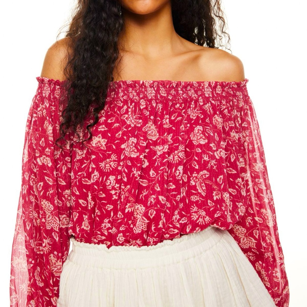 Aritzia Little Moon Aritzia smocked off-the-shoulder blouse